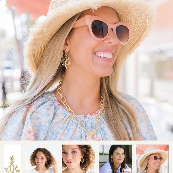 Susan Shaw Gold Coral Branch Earrings - Picture 3 of 3